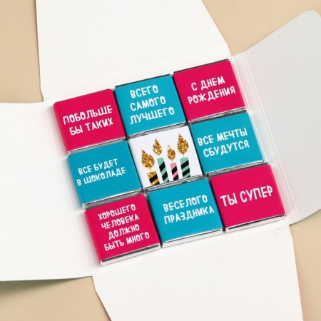 Milk chocolate “Happy Birthday”, postcard, 5 g. X 9 pcs.-3