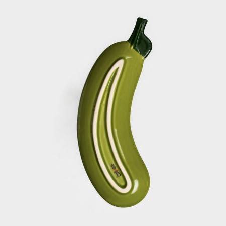 Ceramic "zucchini" plate, flat, green, 28.5 cm, 1 variety, Iran-3