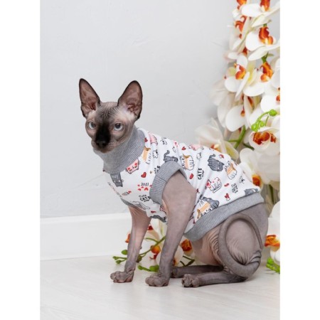 Cat Turtlenge "Cats", size M (DS 38 cm, OG 38-44 cm, Osh 22-36 cm), cotton