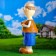 Garden figure "Grandfather with a pipe" 21x23x58cm mix