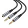Hoco UPA21, Jack 3.5 mm (F) cable - 2 * jack 3.5 mm (m), 0.25 m, nylon, gray