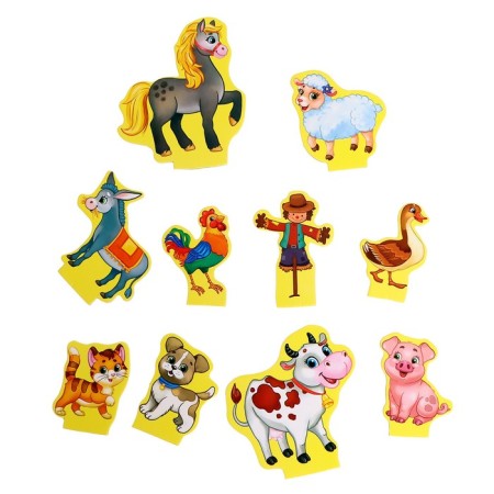Set a half puzzle with figures "My farm"-9