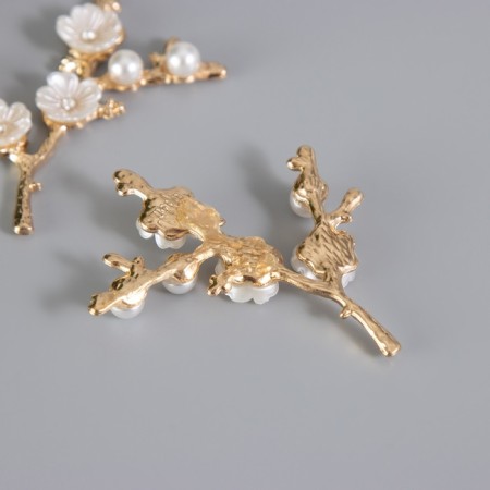 Decor for creativity Metal "Branch Flower" rhinestones, pearls 5x6 cm-2