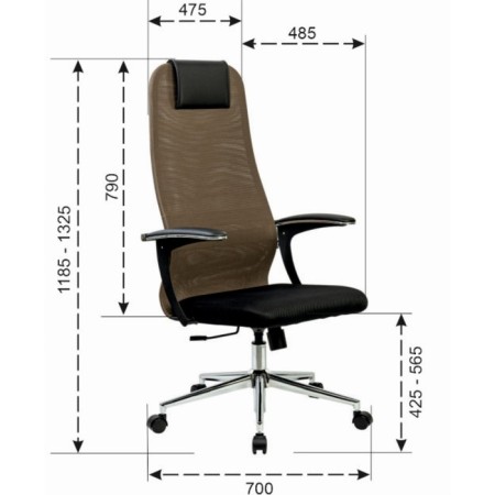 A chair for the head of Brabix Premium Ultimate EX-801 Chrome, X2 mesh, black/brown-1