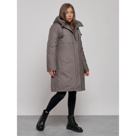 Coat insulated winter female, size 48, dark gray color-1