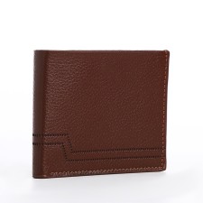 Male purse without a fastener, department for bills, for maps, color light brown