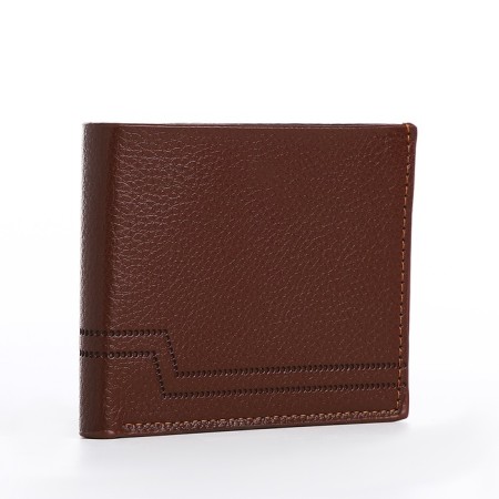 Male purse without a fastener, department for bills, for maps, color light brown