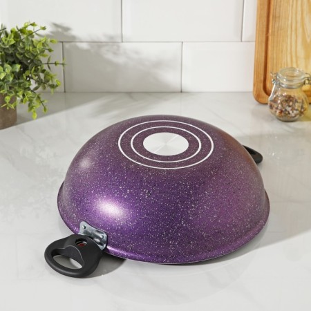 Kazan, 4 l, d = 28 cm, glass cover, two removable handles, purple color-2