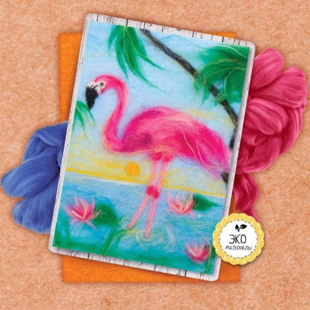 Painting with Flamingo wool, A5-1