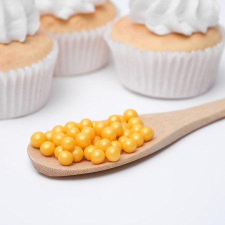 Sprinking confectionery in confectionery glaze "Pearls" gold 6-8 mm 50 g-1