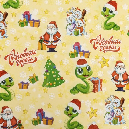Package paper "Snake with Santa Claus", gloss, 80 g/m2, 70 x 100 cm-2