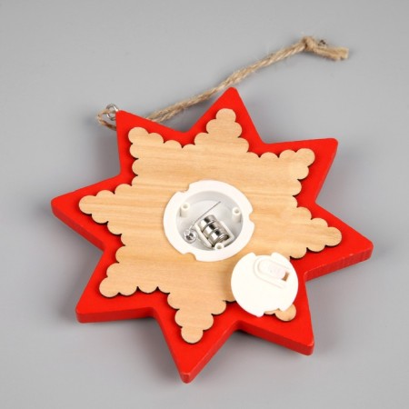 Christmas tree toy "Star with a Nutcracker", from batteries, a glow of warm white-3
