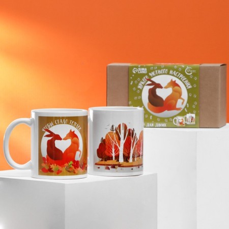 A set of mugs for two "to become warmer", 2 circles 320 ml-3