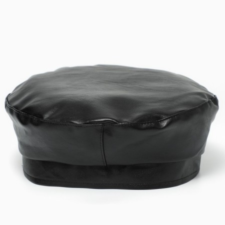 Leather beret, black color, rr 56cm-2