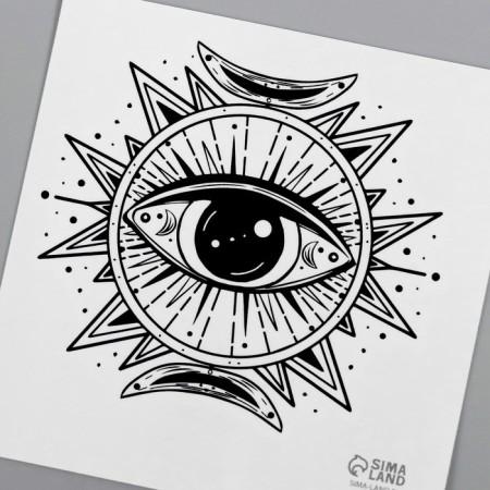 Tattoo on the body Black Esoteric. Eye 6x6 cm-5