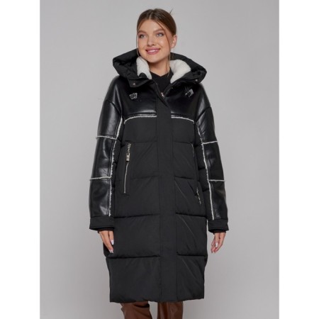 Coat insulated winter female, size 44, black color-8