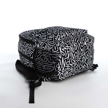 Backpack from textiles on lightning, Erich Krause, 1 pocket, black/white color-4