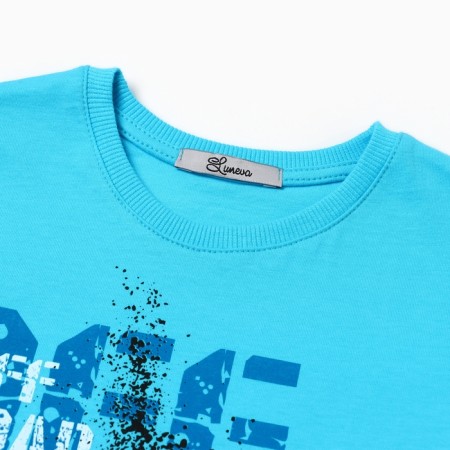 A set for a boy (T -shirt/shorts), turquoise/black color, height 110 cm-1