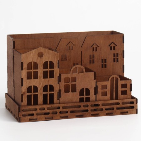Organizer for stationery "houses" wood, 235 x 142 x 30 mm-1