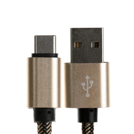 Type- C cable - usb, 2.1 a, nylon braid, 2 meters, golden-1