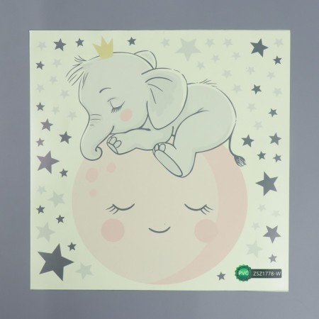 Sticker Plastic Interior phosphorus "Sleeping Elephant on the Moon" 28x28 cm-2
