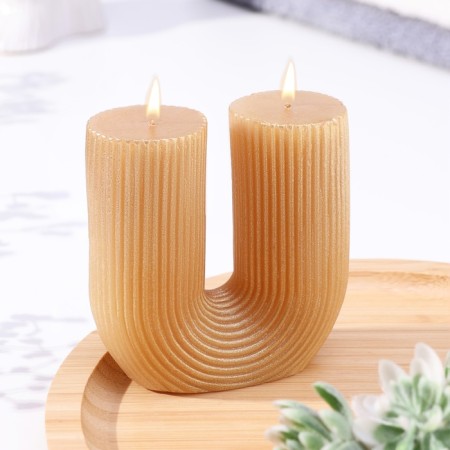 Figure candle "U", 8x3x8 cm, gold