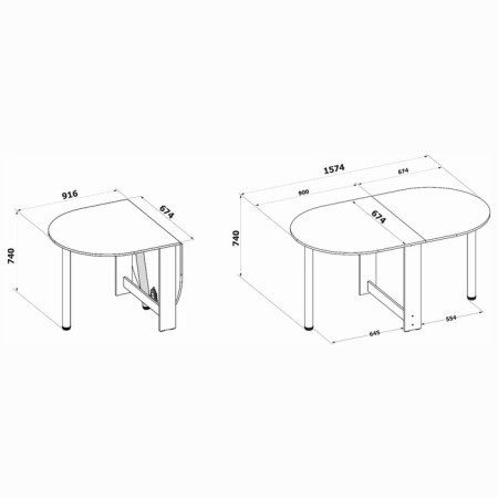 Folding table "SP-17", 916 (1574) × 674 × 740 mm, sonoma oak color-4