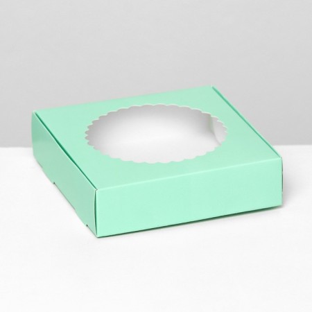 Gift box team with a window, green, 11.5 x 11.5 x 3 cm-1