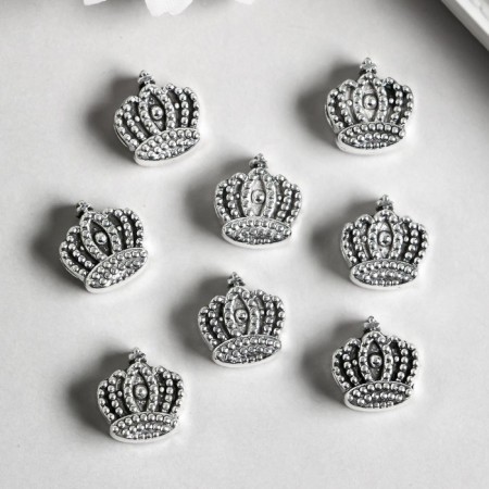 Bead for creativity Metal "Crown" silver 1.3x1.2 cm-1