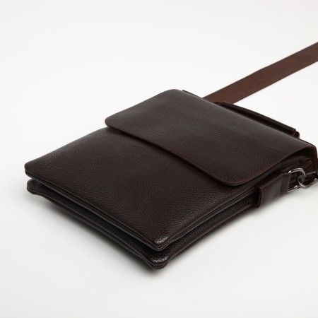 Male bag on the Textura valve, outer pocket, brown color-4