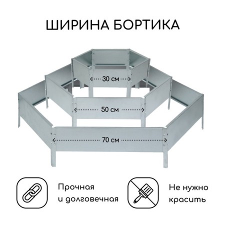 Galled flowerbed, 3 tiers, d = 60–100–140 cm, h = 45 cm, Greengo-1