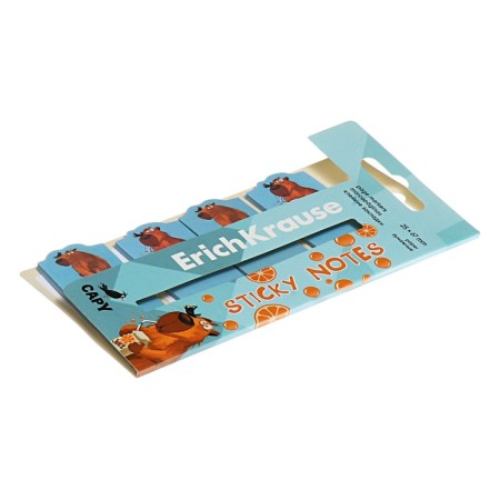 Bookmarks with adhesive edge paper 25x67 mm, Erichkrause Happy Capy, 80 sheets-1