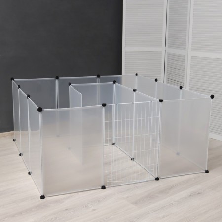 The aviary 24 sections are plastic, (link 50 x 70 cm), white