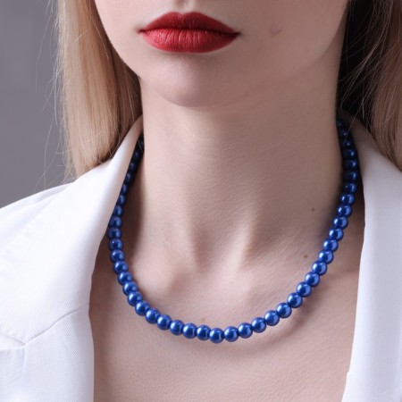 Beads "Classic" mood, ball No. 8, color bright blue, l = 40 cm-4