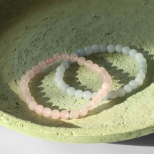 Set of bracelets 2 pcs. Shar No. 6 “Quartz Pink and Aquamarine”
