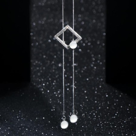 Pendant "Magic" Square and Strazinka, white color in silver, 70 cm
