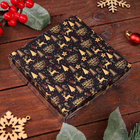 Bearbox, confectionery packaging, "Christmas Night", 12 x 12 x 3 cm, New Year-5