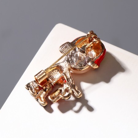 Firefighter brooch, red-yellow color in gold-1