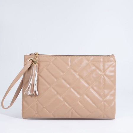 Lightning bag, strap on the wrist, beige color