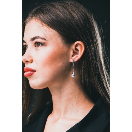 Earrings "Elegance of Pearls", echoing with oxidation, white color-2