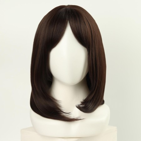 Artificial wig, with a bang, imitation of the skin, 30 cm, brown-3