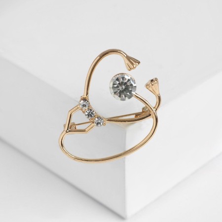 Brooch "Stetoscope" is large, the color is white in gold-2