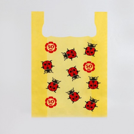 T -shirt package, polyethylene "ladybug", yellow 29 x 50 cm, 18 μm, set 100 pcs