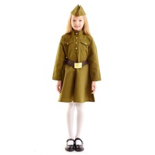 Military dress for a girl luxury, cap, belt, 8-10 years old, height 140-152cm