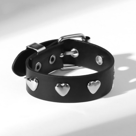 Bracelet Skin "Hardcore" heart, black color in silver-2