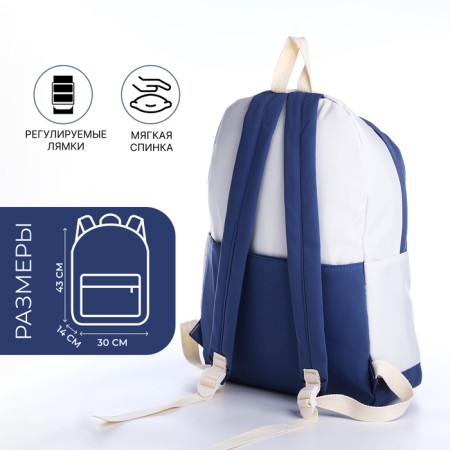 School backpack from textiles on lightning, 3 pockets, blue color-1