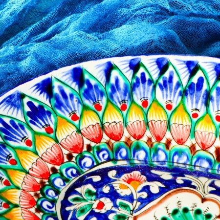 Hollowman Rishtan ceramics "Patterns", 34 cm, multi -colored, oval-3