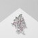 Brooch "Flowers" and leaves, pink color in silver