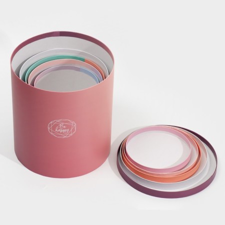 Set of round boxes 5 in 1, gift packaging, Panton 08, 23 x 23 x 25 - 15 x 15 x 15 cm-12