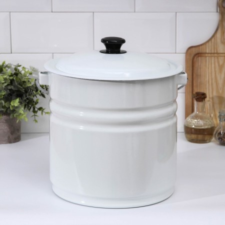 A bucket without a decolle, 12 l, with a lid, white color-1